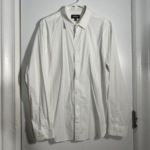 Express Mens XL Extra Slim Fit Performance Button Up Shirt Solid White stretch